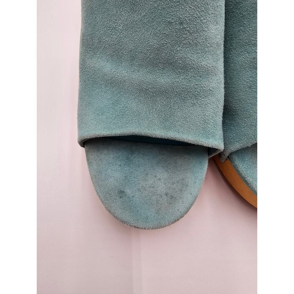Charlotte Stone Women's Size 9 Kayla Aqua Suede Open Toe Clog Sandals - Picture 6 of 12